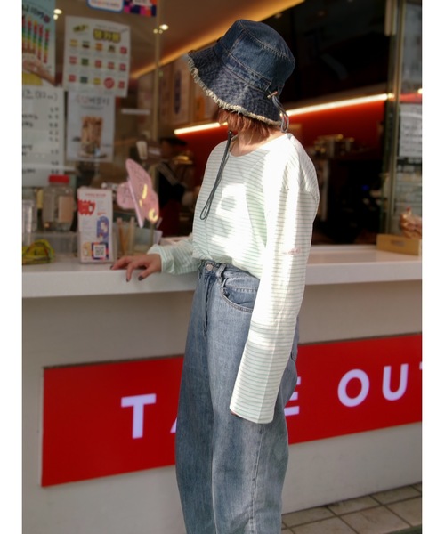 JUMELLE（ジュメロ）の「light border cutsew（Tシャツ/カットソー・レディース・グリーン/ピンク・FREE）」の6枚目の写真