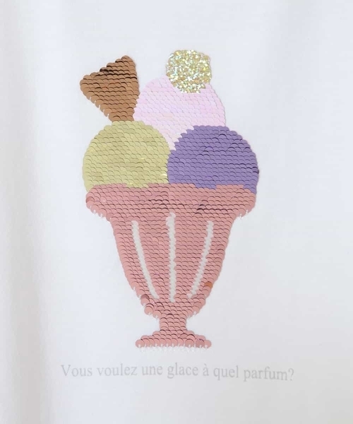 a.v.v（アーヴェヴェ）の「[100-130]スパンコールＴシャツ（Tシャツ/カットソー・キッズ・ホワイト/ダークインディゴブルー/ライラック・130/120/100/110）」の12枚目の写真