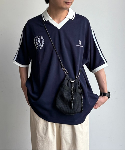 U.S. POLO ASSN.(ユーエスポロアッスン)の「半袖ユニフォームT(Tシャツ/カットソー・メンズ・ネイビー/オレンジ/アイボリー・MEDIUM/LARGE)」の1枚目の写真