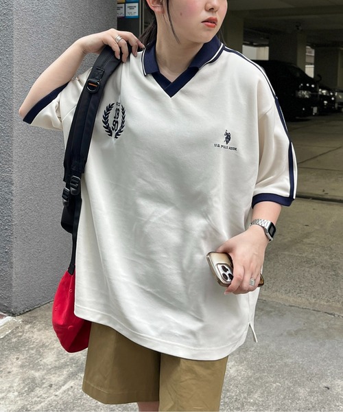 U.S. POLO ASSN.(ユーエスポロアッスン)の「半袖ユニフォームT(Tシャツ/カットソー・メンズ・ネイビー/オレンジ/アイボリー・MEDIUM/LARGE)」の2枚目の写真