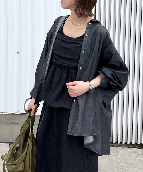 mysty woman（ミスティウーマン）の「ドルマンスリーブデニムBIGシャツ　128887（シャツ/ブラウス・レディース・ブラック/ブルー・FREE）」の21枚目の写真