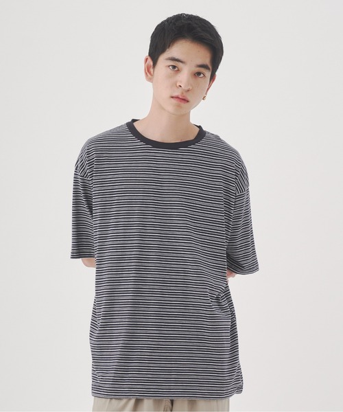 YOEL(ヨエル)の「YOEL - mulch border tee / マルチボーダーTシャツ(Tシャツ/カットソー・メンズ・グリーン/ブラック/ネイビー・MEDIUM/LARGE)」の10枚目の写真