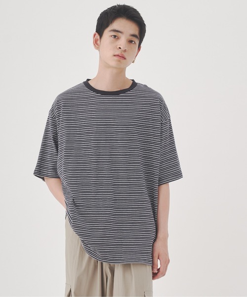 YOEL(ヨエル)の「YOEL - mulch border tee / マルチボーダーTシャツ(Tシャツ/カットソー・メンズ・グリーン/ブラック/ネイビー・MEDIUM/LARGE)」の11枚目の写真