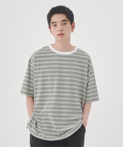 YOEL(ヨエル)の「YOEL - mulch border tee / マルチボーダーTシャツ(Tシャツ/カットソー・メンズ・グリーン/ブラック/ネイビー・MEDIUM/LARGE)」の16枚目の写真