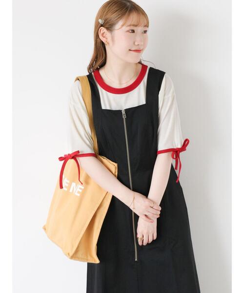 ehka sopo（エヘカソポ）の「キャンバスロゴトートバッグ（ハンドバッグ・レディース・グリーン/ピンク/キナリ/マスタード/サックスブルー/ブラック・F）」の8枚目の写真