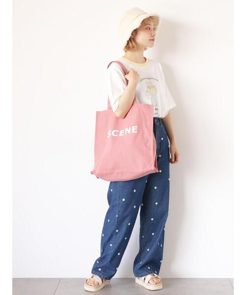 ehka sopo（エヘカソポ）の「キャンバスロゴトートバッグ（ハンドバッグ・レディース・グリーン/ピンク/キナリ/マスタード/サックスブルー/ブラック・F）」の21枚目の写真