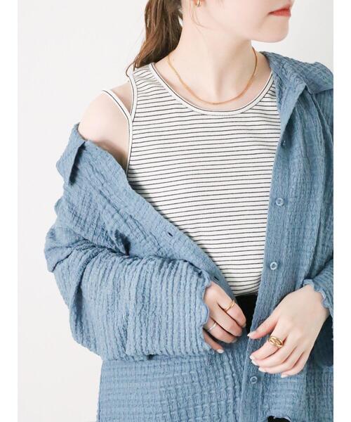 ehka sopo（エヘカソポ）の「変形ショルダータンクトップ（タンクトップ・レディース・ブラック/チャコールグレー/ホワイト/オフホワイト・F）」の3枚目の写真