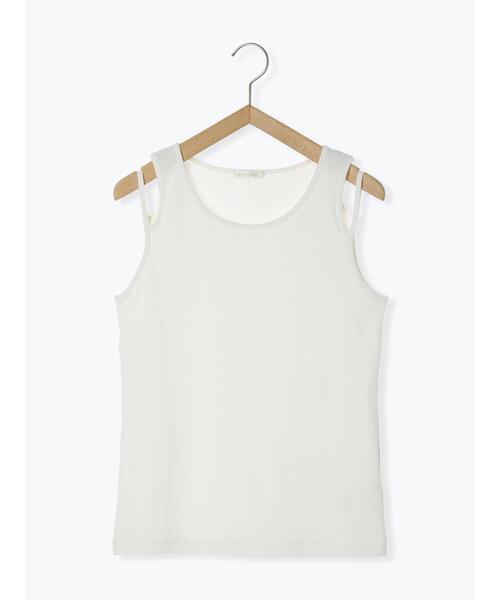 ehka sopo（エヘカソポ）の「変形ショルダータンクトップ（タンクトップ・レディース・ブラック/チャコールグレー/ホワイト/オフホワイト・F）」の14枚目の写真