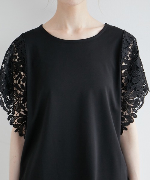 ROPE' PICNIC（ロペピクニック）の「袖レースカットトップス/リンクコーデ（Tシャツ/カットソー・レディース・ブルー/オフホワイト/サックスブルー/ブラック/ライトグレー・38）」の19枚目の写真