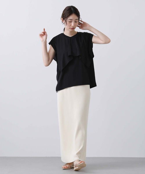 CLOCHE（クロシェ）の「ＣＮラッフルティアードカットソー（Tシャツ/カットソー・レディース・ブラック/オフホワイト・FREE）」の13枚目の写真