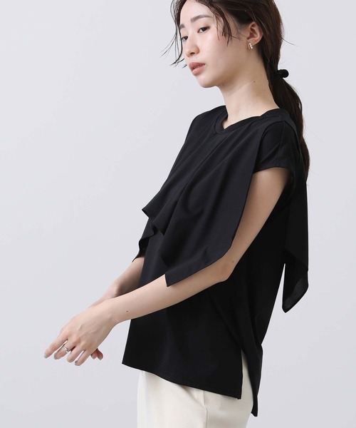 CLOCHE（クロシェ）の「ＣＮラッフルティアードカットソー（Tシャツ/カットソー・レディース・ブラック/オフホワイト・FREE）」の7枚目の写真