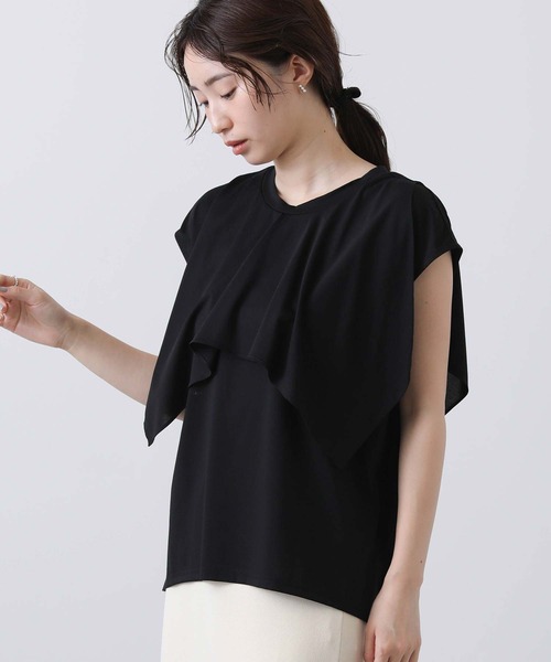 CLOCHE（クロシェ）の「ＣＮラッフルティアードカットソー（Tシャツ/カットソー・レディース・ブラック/オフホワイト・FREE）」の8枚目の写真