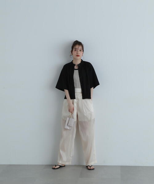 N.(N. Natural Beauty Basic)(エヌエヌナチュラルビューティーベーシック)の「シアーサテンワイドパンツ(その他パンツ・レディース・ホワイト/ブラック・MEDIUM)」の17枚目の写真