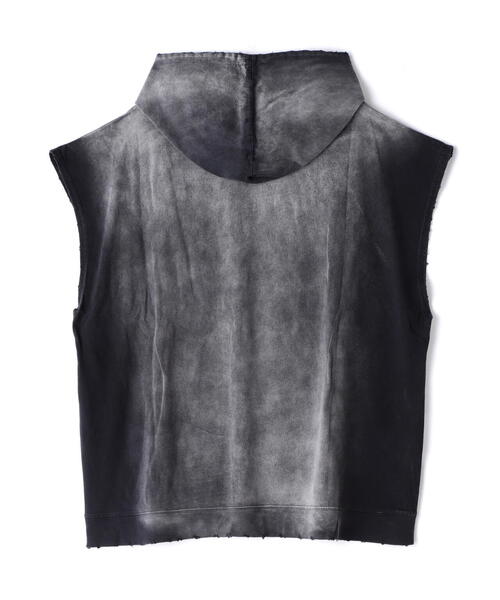 DANKE SCHON（ダンケシェーン）の「DankeSchon/ダンケシェーン/SPRAYING PIGMENT NOSLEEVE HOODED WORD（パーカー・メンズ・グレー/ブラック・M/L）」の5枚目の写真