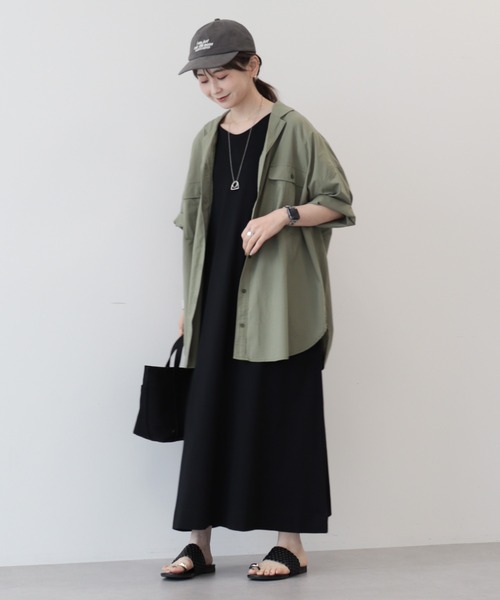 AMERICAN HOLIC(アメリカンホリック)の「接触冷感+UVカットWポケットBIGシャツチュニック(シャツ/ブラウス・レディース・ストライプ/ホワイト系その他6/オフホワイト/カーキ・M/L)」の13枚目の写真