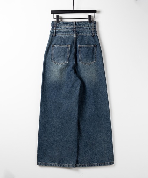 me+em select(ミームセレクト)の「【2color /4size 】カットアウトダブルハイウエストワイドデニム / cutout double high waist wide denim(デニムパンツ・レディース・ブルー/ブラック・MEDIUM/SMALL/X-LARGE/LARGE)」の19枚目の写真
