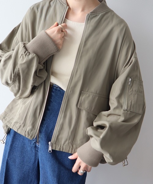 earth music&ecology(アースミュージックアンドエコロジー)の「アウトポケットMA-1(ブルゾン・レディース・アイボリー/ブラック/カーキ・FREE)」の19枚目の写真