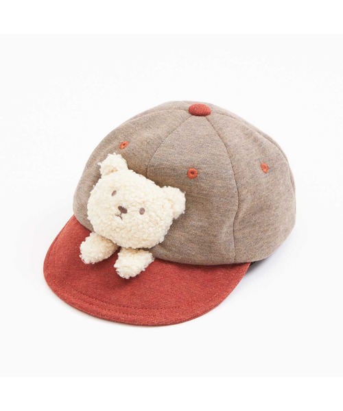 KP DECO(ケーピーデコ)の「クマモチーフ付きキャップ(S~M)(キャップ・キッズ・ブラウン/ネイビー・SMALL/MEDIUM)」の2枚目の写真