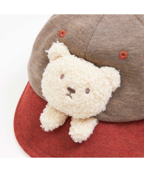 KP DECO(ケーピーデコ)の「クマモチーフ付きキャップ(S~M)(キャップ・キッズ・ブラウン/ネイビー・SMALL/MEDIUM)」の6枚目の写真