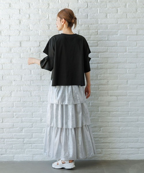 LAKOLE（ラコレ）の「カットアウトクロップドＴ / 131857（Tシャツ/カットソー・レディース・ライトグリーン/オフホワイト/ブラック・FREE）」の16枚目の写真