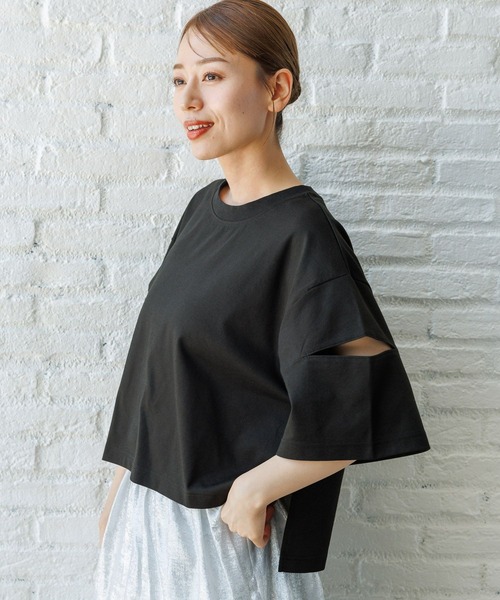 LAKOLE（ラコレ）の「カットアウトクロップドＴ / 131857（Tシャツ/カットソー・レディース・ライトグリーン/オフホワイト/ブラック・FREE）」の20枚目の写真