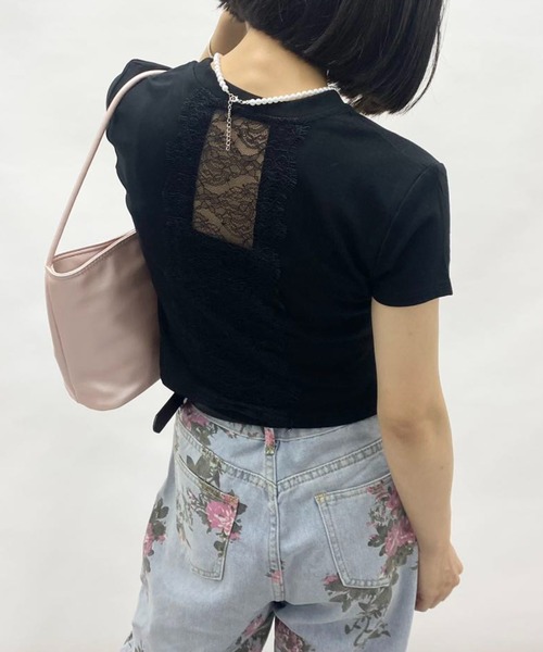 mebole(メボレ)の「バックレースデザインTシャツ(Tシャツ/カットソー・レディース・ホワイト/ブラック・FREE)」の18枚目の写真
