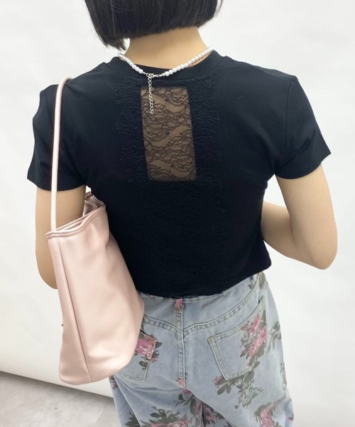 mebole(メボレ)の「バックレースデザインTシャツ(Tシャツ/カットソー・レディース・ホワイト/ブラック・FREE)」の19枚目の写真