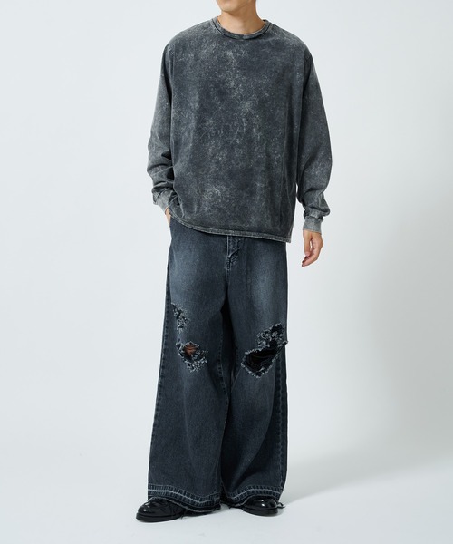 marka（マーカ）の「CREW NECK TEE L/S BLEACHED（Tシャツ/カットソー・メンズ・グレー・1/2）」の2枚目の写真