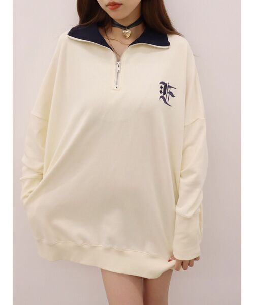 EVRIS(エヴリス)の「ハーフジップスウェットミニワンピース(スウェット・レディース・ホワイト/ブラック/グレー/レッド・FREE)」の7枚目の写真