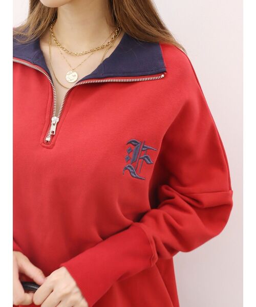 EVRIS(エヴリス)の「ハーフジップスウェットミニワンピース(スウェット・レディース・ホワイト/ブラック/グレー/レッド・FREE)」の11枚目の写真