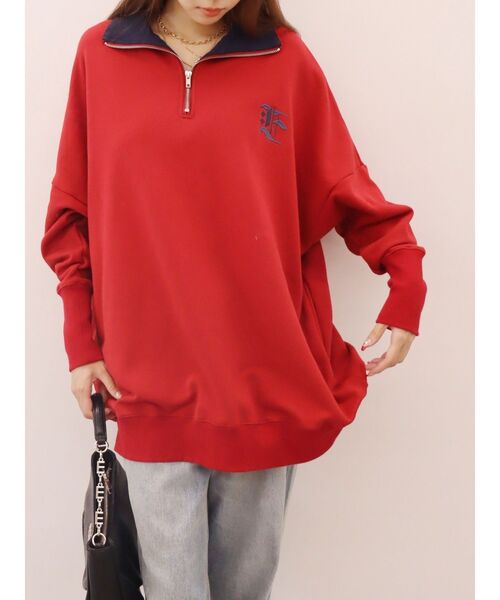 EVRIS(エヴリス)の「ハーフジップスウェットミニワンピース(スウェット・レディース・ホワイト/ブラック/グレー/レッド・FREE)」の12枚目の写真