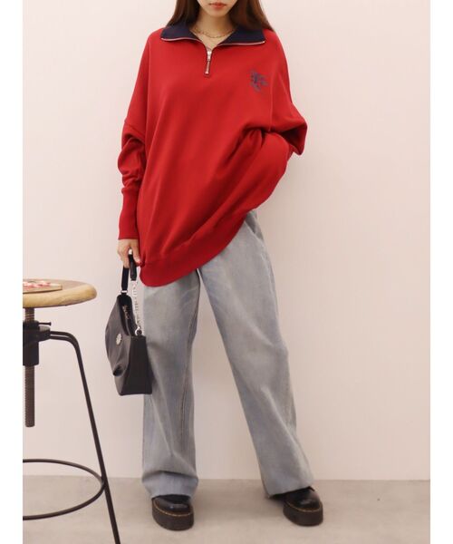 EVRIS(エヴリス)の「ハーフジップスウェットミニワンピース(スウェット・レディース・ホワイト/ブラック/グレー/レッド・FREE)」の15枚目の写真