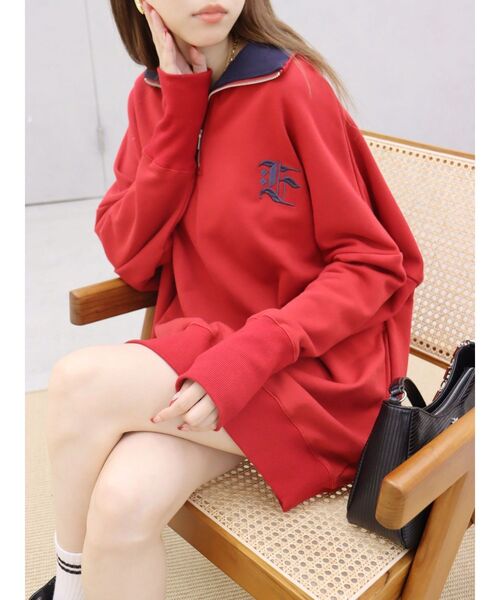 EVRIS(エヴリス)の「ハーフジップスウェットミニワンピース(スウェット・レディース・ホワイト/ブラック/グレー/レッド・FREE)」の16枚目の写真