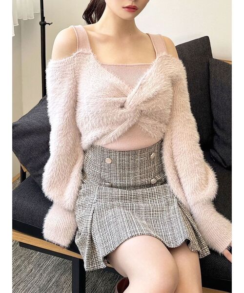 RESEXXY（リゼクシー）の「シャギーレイヤードニットトップス（ニット/セーター・レディース・アイボリー/ブラック/ピンク・FREE）」の3枚目の写真