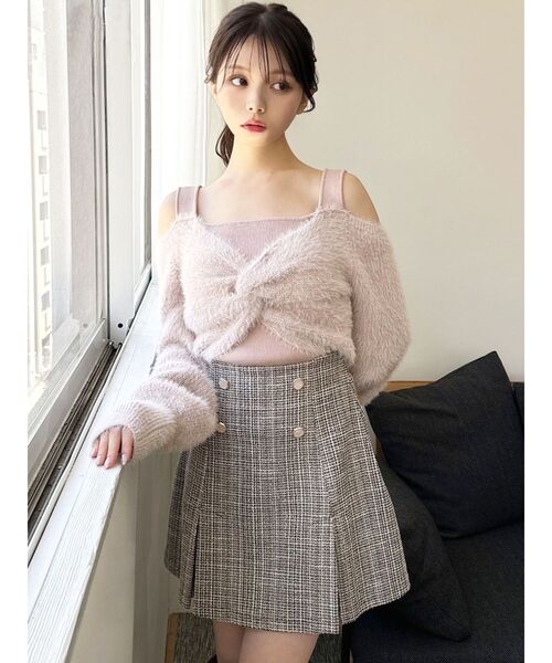 RESEXXY（リゼクシー）の「シャギーレイヤードニットトップス（ニット/セーター・レディース・アイボリー/ブラック/ピンク・FREE）」の9枚目の写真