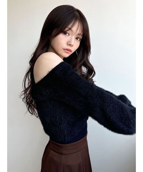 RESEXXY（リゼクシー）の「シャギーレイヤードニットトップス（ニット/セーター・レディース・アイボリー/ブラック/ピンク・FREE）」の14枚目の写真