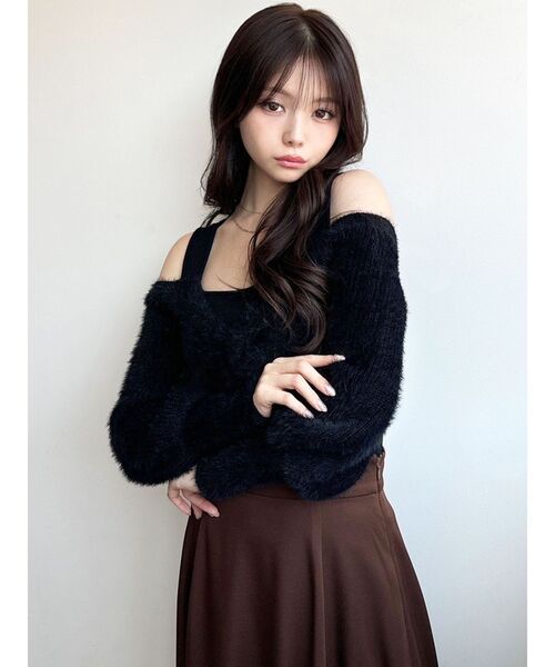 RESEXXY（リゼクシー）の「シャギーレイヤードニットトップス（ニット/セーター・レディース・アイボリー/ブラック/ピンク・FREE）」の15枚目の写真