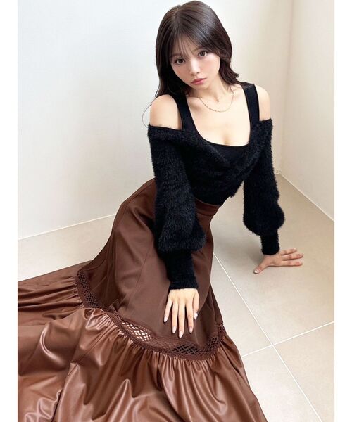 RESEXXY（リゼクシー）の「シャギーレイヤードニットトップス（ニット/セーター・レディース・アイボリー/ブラック/ピンク・FREE）」の16枚目の写真