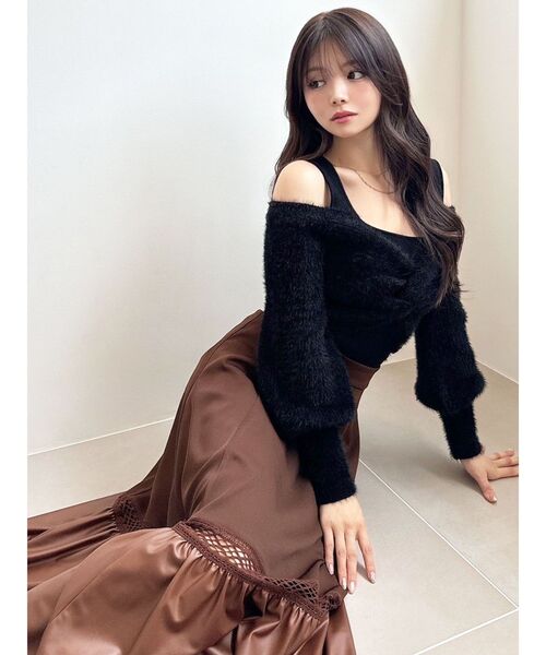 RESEXXY（リゼクシー）の「シャギーレイヤードニットトップス（ニット/セーター・レディース・アイボリー/ブラック/ピンク・FREE）」の17枚目の写真