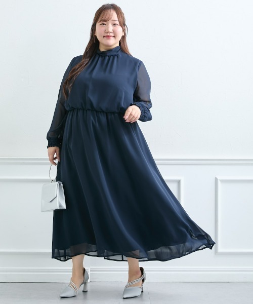 後ろリボンデザインロングワンピースドレス（ドレス）｜Jolie et Jolie