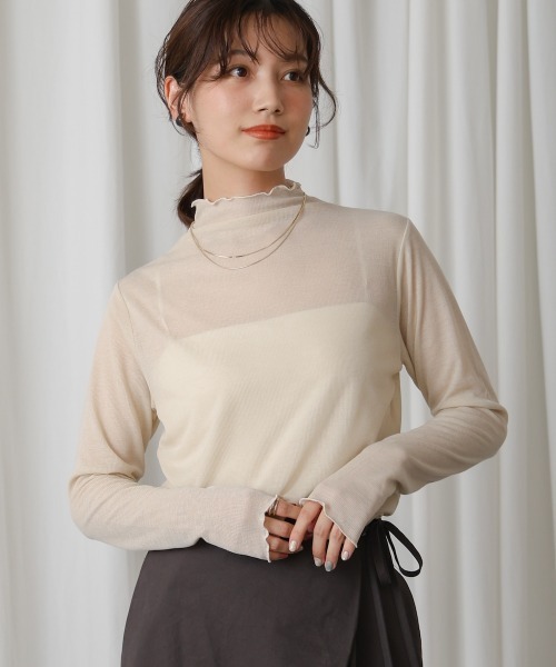 Bou Jeloud（ブージュルード）の「シアーボトルインナー（Tシャツ/カットソー・レディース・ベージュ/キャメル/ピンク/グリーン/ブラック・FREE）」の3枚目の写真