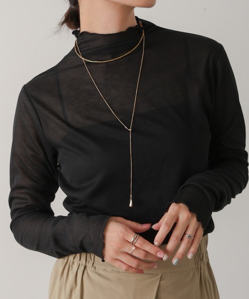 Bou Jeloud（ブージュルード）の「シアーボトルインナー（Tシャツ/カットソー・レディース・ベージュ/キャメル/ピンク/グリーン/ブラック・FREE）」の2枚目の写真
