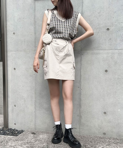 Newlyme（ニューリーミー）の「ドロストミニカーゴスカート（スカート・レディース・ベージュ/ブラック/ベビーピンク・X-LARGE/LARGE/SMALL/MEDIUM）」の12枚目の写真