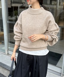 【新色追加】袖ボリューム長袖ニットトップス