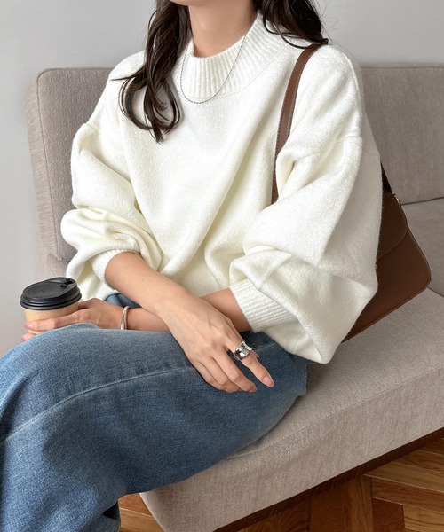 新色追加】袖ボリューム長袖ニットトップス（ニット/セーター）｜andme
