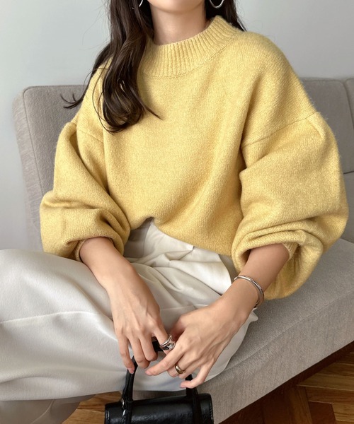 セール】【新色追加】袖ボリューム長袖ニットトップス（ニット