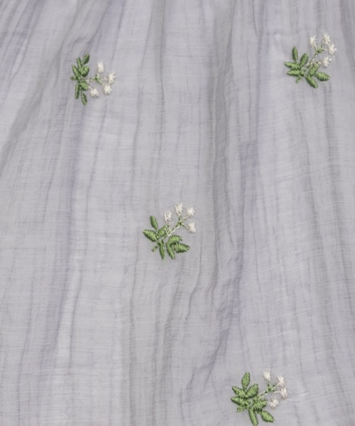 刺繍花柄シャーリングワンピース（ワンピース）｜CLETTE
