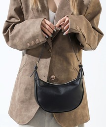 【2種類のハンドル付き♪】半月フォルムのレザーショルダーバッグ/ハンドバッグ