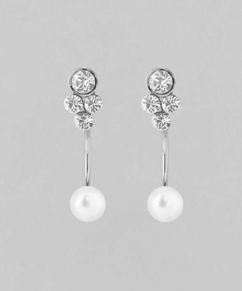 ANEMONE（アネモネ）の「ビジュー×パールバックキャッチピアス（ピアス（両耳用）・レディース・ピンク/シルバー/ゴールド・FREE）」の2枚目の写真