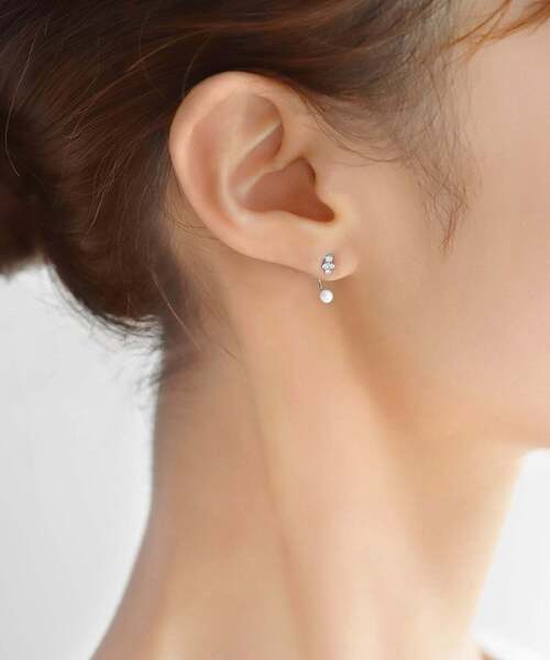 ANEMONE（アネモネ）の「ビジュー×パールバックキャッチピアス（ピアス（両耳用）・レディース・ピンク/シルバー/ゴールド・FREE）」の8枚目の写真